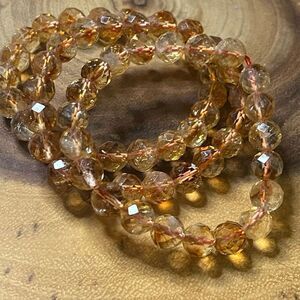 Citrine faceted natural beads beaded stretch bracelet new 7.5” 7mm handmade